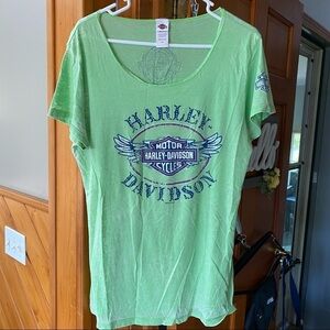Harley-Davidson Burnout Scoop Neck Lightweight Tee Bright Green